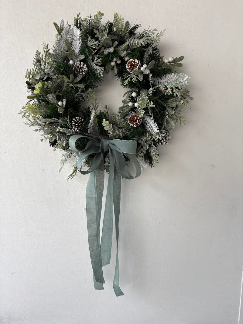 Frosted Elegance - Permanent Botanical Holiday Wreath