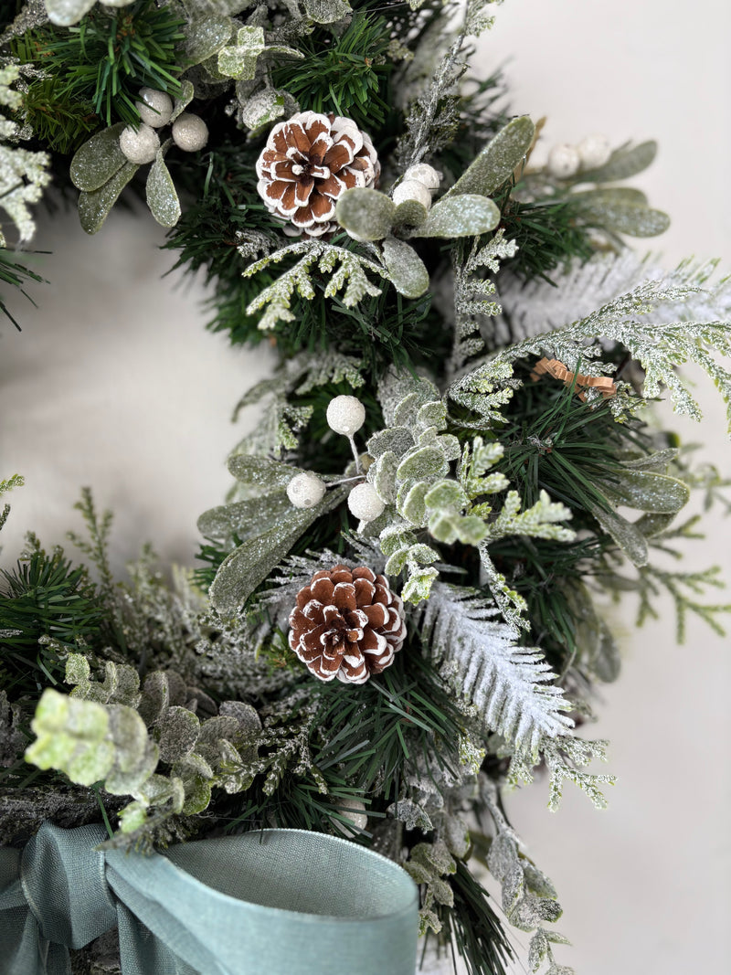 Frosted Elegance - Permanent Botanical Holiday Wreath