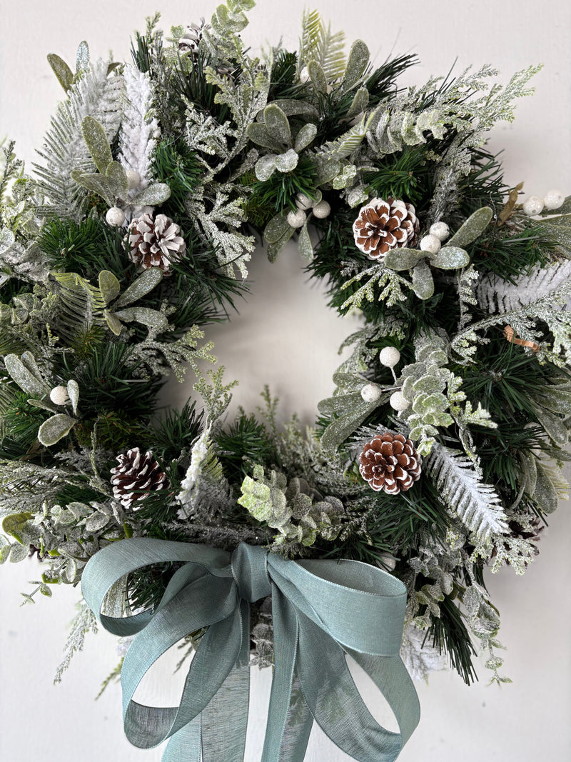 Frosted Elegance - Permanent Botanical Holiday Wreath